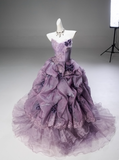 New Arrival Prom Dress Strapless Pleated Tulle Ball Gown Sweet 16 Dress Evening Dress HZ0319