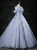 Elegant Prom Dress Off Shoulder Pleated Tulle Ball Gown Evening Dress Sweet 16 Dress HZ0319