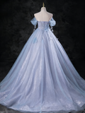 Elegant Prom Dress Off Shoulder Pleated Tulle Ball Gown Evening Dress Sweet 16 Dress HZ0319