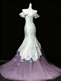 New Aarrival Prom Dress Off Shoulder Tulle Mermaid Evening Dress Birthday Outfits HZ0319