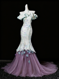New Aarrival Prom Dress Off Shoulder Tulle Mermaid Evening Dress Birthday Outfits HZ0319