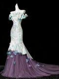 New Aarrival Prom Dress Off Shoulder Tulle Mermaid Evening Dress Birthday Outfits HZ0319