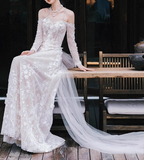 Elegant Wedding Dress Off Shoulder Long Sleeve Wedding Dress HZ0319