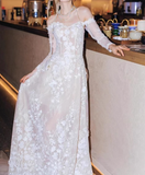 Elegant Wedding Dress Off Shoulder Long Sleeve Wedding Dress HZ0319