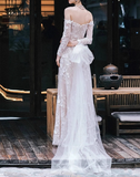 Elegant Wedding Dress Off Shoulder Long Sleeve Wedding Dress HZ0319
