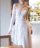 Elegant Wedding Dress Off Shoulder Long Sleeve Wedding Dress HZ0319