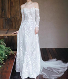 Elegant Wedding Dress Off Shoulder Long Sleeve Wedding Dress HZ0319