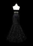 Beauty Prom Dress Black Strapless Pleated Mermaid Evening Dress Gala Dress HZ0319