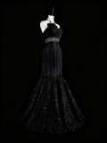 Beauty Prom Dress Black Strapless Pleated Mermaid Evening Dress Gala Dress HZ0319