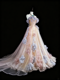 Elegant Prom Dress A Line Off Shoulder Pleated Tulle Evening Dress Gala Dress HZ0319
