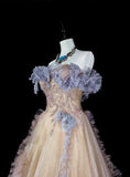 Elegant Prom Dress A Line Off Shoulder Pleated Tulle Evening Dress Gala Dress HZ0319