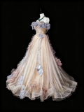 Elegant Prom Dress A Line Off Shoulder Pleated Tulle Evening Dress Gala Dress HZ0319