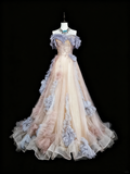Elegant Prom Dress A Line Off Shoulder Pleated Tulle Evening Dress Gala Dress HZ0319