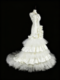 Retro Wedding Dress Strapless Pleated Tulle Mermaid Wedding Dress HZ0319
