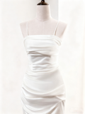 Minimalist Wedding Dress Spaghetti Straps Pleated Mermaid Wedding Dress HZ0319