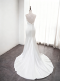 Minimalist Wedding Dress Spaghetti Straps Pleated Mermaid Wedding Dress HZ0319