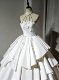 Newest Wedding Dress Halter Pleated Tiered Wedding Dress HZ0319