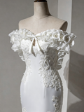 Vintage Wedding Dress Off Shoulder Pleated Mermaid Wedding Dress HZ0319