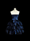 Newest Homecoming Dress Dark Blue Sweetheart Pleated Tiered Short Prom Dress Evening Dress Birthday Party Outfits HZ0319