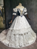 Retro Wedding Dress Off Shoulder Lace Wedding Dress HZ0319
