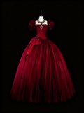 Elegant Prom Dress Wine Red Square Neck Pleated Tulle Ball Gown Evening Dress Birthday Dress HZ0319