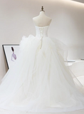 Beauty Wedding Dress Strapless Tulle Pleated Wedding Dress HZ0319