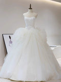 Beauty Wedding Dress Strapless Tulle Pleated Wedding Dress HZ0319