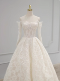 Elegant Wedding Dress Off Shoulder Lace Pleated Wedding Dress HZ0319