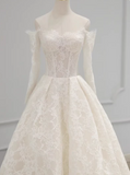 Elegant Wedding Dress Off Shoulder Lace Pleated Wedding Dress HZ0319