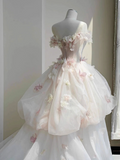 New Design Wedding Dress Strapless Floral Tulle Wedding Dress HZ0319