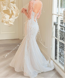 Pretty Wedding Dress Strapless Pearl Mermaid Wedding Dress HZ0319