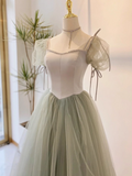 Elegant Prom Dress Square Neck Tulle Pleated Evening Dress Gala Dress Birthday Party Dress HZ0319