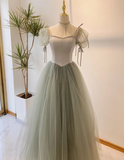 Elegant Prom Dress Square Neck Tulle Pleated Evening Dress Gala Dress Birthday Party Dress HZ0319