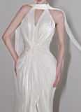 Minimalist Wedding Dress Halter Pleated Mermaid Wedding Dress HZ0319