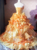 Stunning Prom Dress Strapless Ruffle Tiered Ball Gown Evening Dress Quinceanera Dress HZ0319