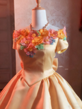 Newest Prom Dress Off Shoulder Flower Pleated Ball Gown Evening Dress Birthday Party Outfits HZ0319