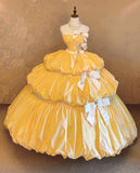 Popular Prom Dress Strapless Pleated Ball Gown Evening Dres Sweet 16 Dress HZ0319
