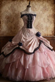 Elegant Prom Dress Strapless Pleated Tiered Evening Dress Sweet 16 Dress Ball Gown HZ0319