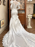 Vintage Wedding Dress High Collar Pleated Mermaid Wedding Dress HZ0319