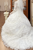New Arrival Wedding Dress U-neck Pleated Tiered Wedding Dress HZ0319