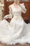 New Arrival Wedding Dress U-neck Pleated Tiered Wedding Dress HZ0319