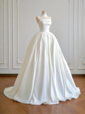 Beauty Wedding Dress Strapless Pleated Wedding Gown HZ0319