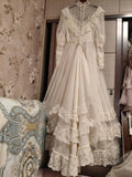 Retro Wedding Dress High Collar Tulle Wedding Dress HZ0319