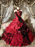 Stunning Prom Dress Strapless Pleated Tiered Evening Dress Sweet 16 Dress Ball Gown HZ0319