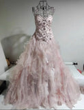 Stunning Prom Dress Crew Neck Ruffle Tulle Ball Gown Evening Dress Gala Dress Sweet 16 Outfits HZ0319