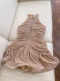 Elegant Homecoming Dress Crew Neck Pleated Short Prom Dress Cocktail Dress Birthday Party Dress HZ0319