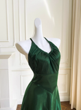 Elegant Prom Dress Dark Green Spaghetti Straps Backless Pleated Evening Dress Cocktail Dress Birthday Party Dress HZ0319