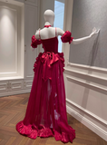 New Arrival Homecoming Dress Red Spaghetti Straps Tiered Pleated Prom Dress Cocktail Dress Birthday Party Dress HZ0319