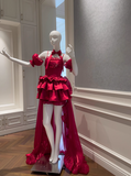 New Arrival Homecoming Dress Red Spaghetti Straps Tiered Pleated Prom Dress Cocktail Dress Birthday Party Dress HZ0319