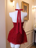 New Design Homecoming Dress A Line Halter Short Prom Dress Cocktail Dress Birthday Party Dress HZ0319